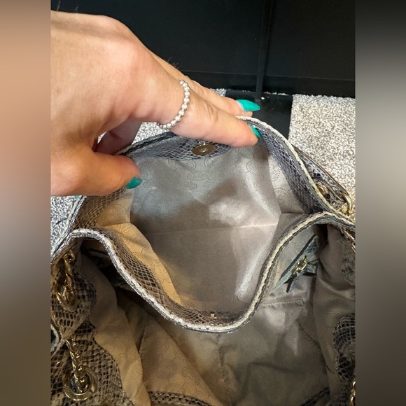 Michael Kors Jet Set Chain Python embossed Gather Tote - Picture 13 of 14